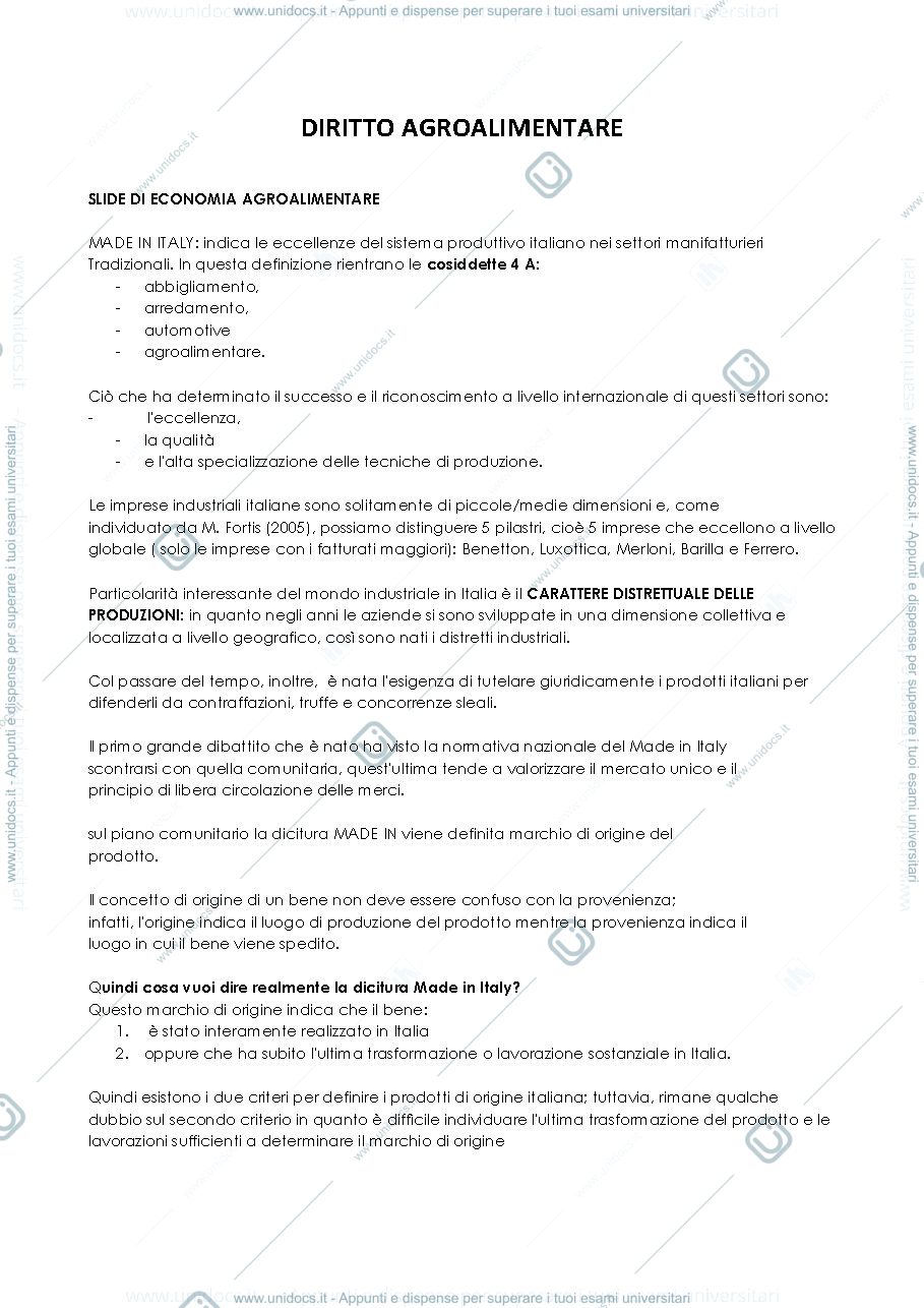 Anteprima pagina 1 — diritto agroalimentare parte di diritto pubblico