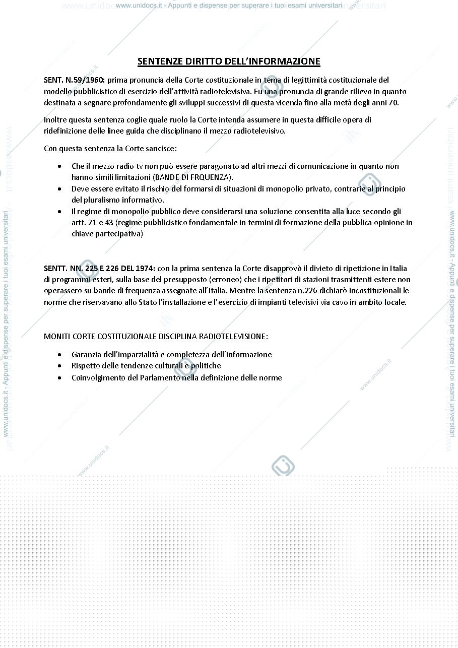Anteprima pagina 1 — SENTENZE DIRITTO DELL'INFORMAZIONE