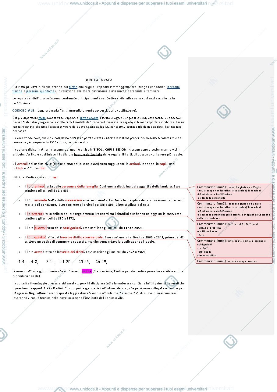 Anteprima pagina 1 — appunti di diritto privato