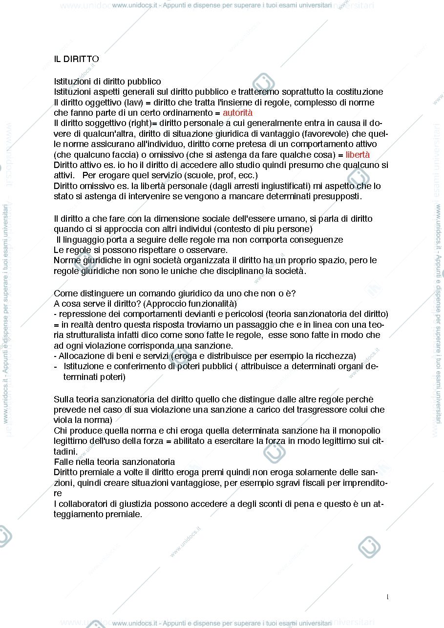 Anteprima pagina 1 — Appunti di diritto pubblico