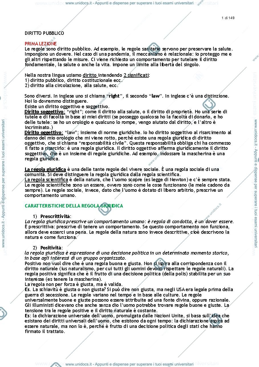Anteprima pagina 1 — Diritto Pubblico prof Pizzetti