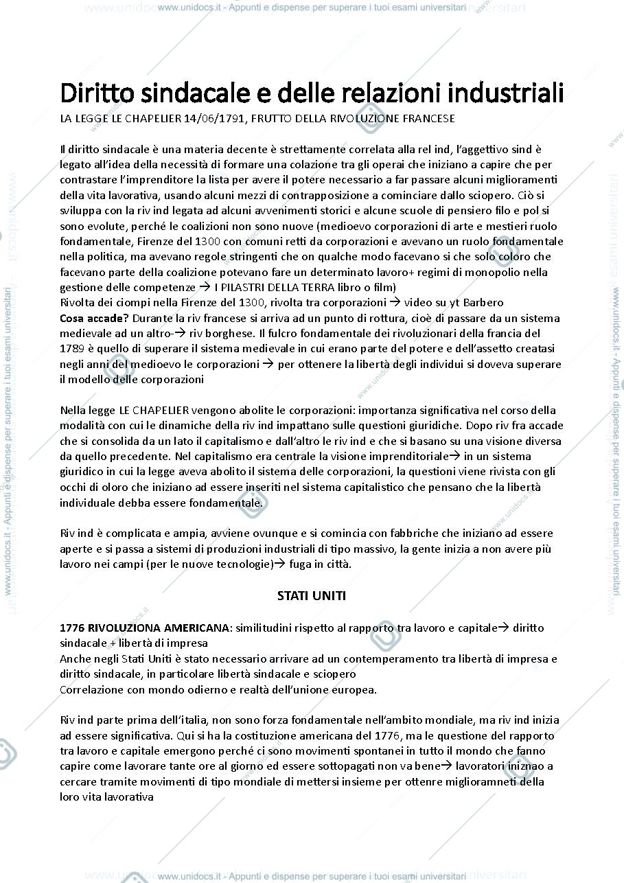 Anteprima pagina 1 — Diritto sindacale e delle relazioni industriali 