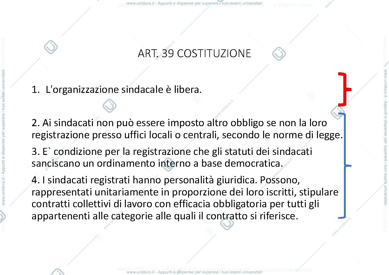Anteprima pagina 1 — Slides diritto Sindacale