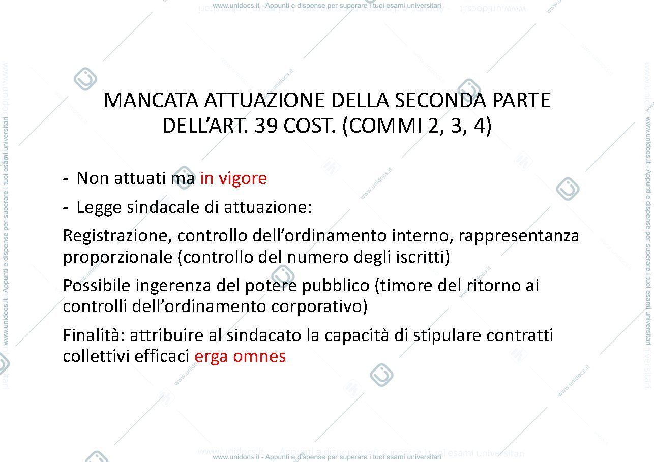 Anteprima pagina 1 —  Slides diritto Sindacale