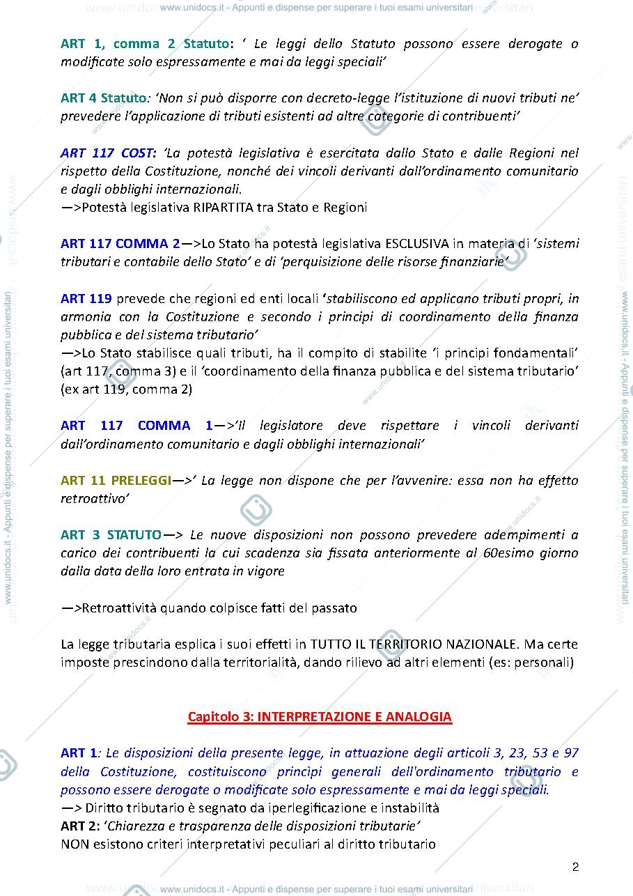 Anteprima pagina 2 — Riassunto Compendio di diritto tributario  Tesauro 