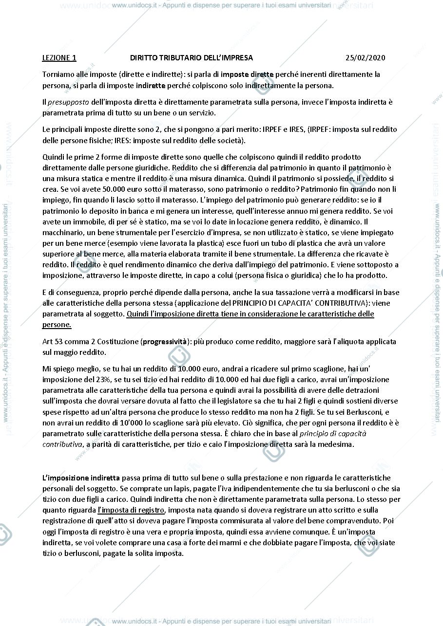 Anteprima pagina 1 — appunti diritto tributario