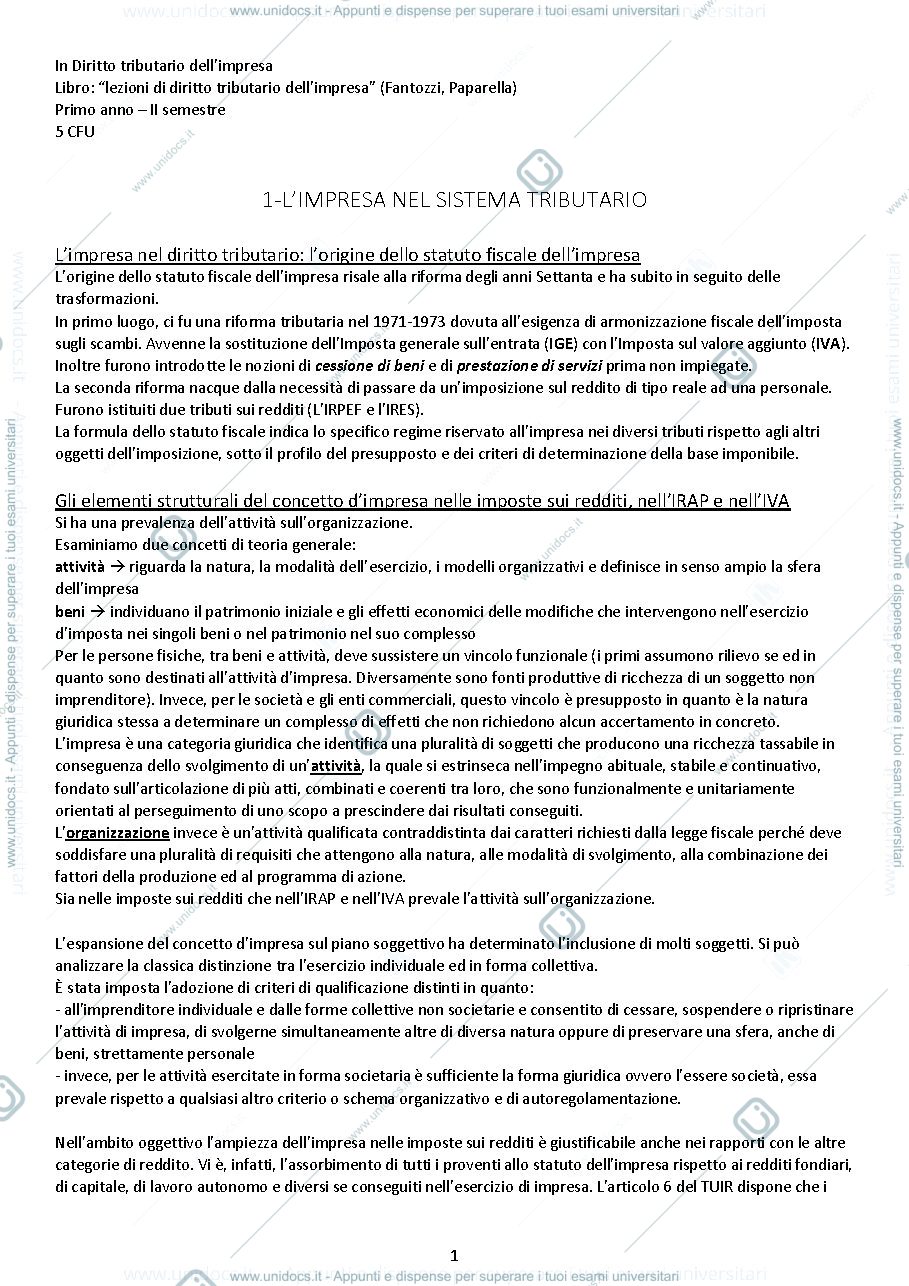 Anteprima pagina 1 — Il Diritto tributario dell'Impresa