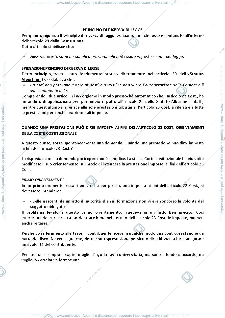 Anteprima pagina 1 — principio di riserva di legge