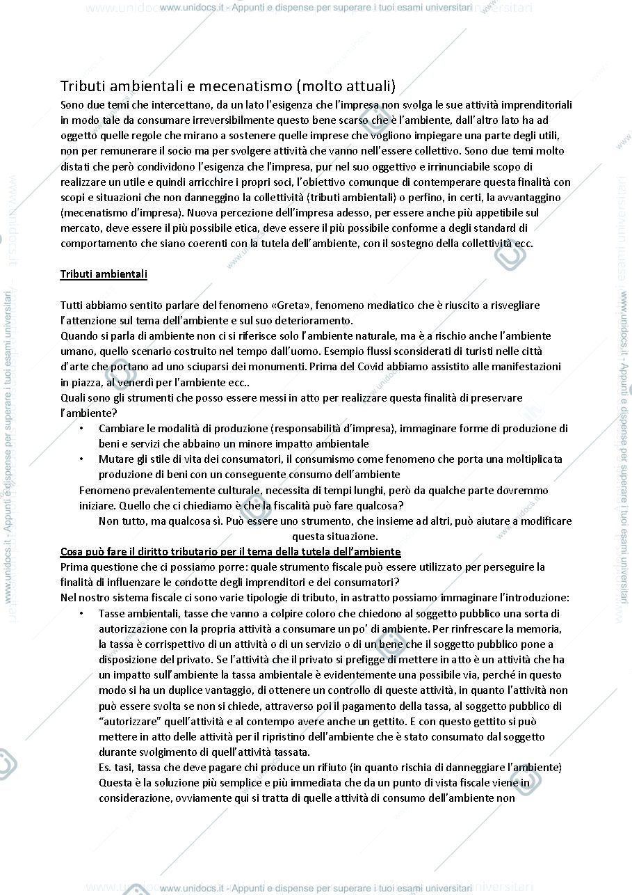 Anteprima pagina 1 — tributi ambientali e mecenatismo 