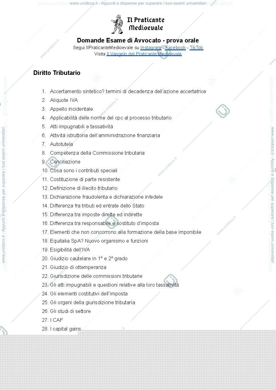 Anteprima pagina 1 — domande di diritto tributario