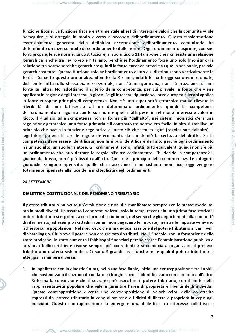 Anteprima pagina 2 — Appunti delle lezioni Diritto tributario parte generale 
