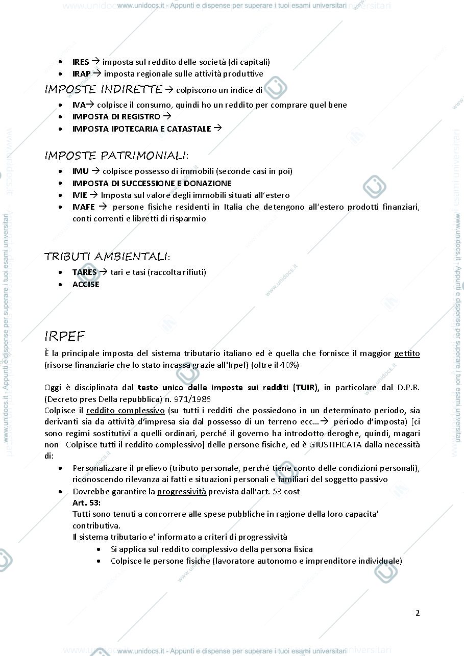 Anteprima pagina 2 — Appunti diritto tributario