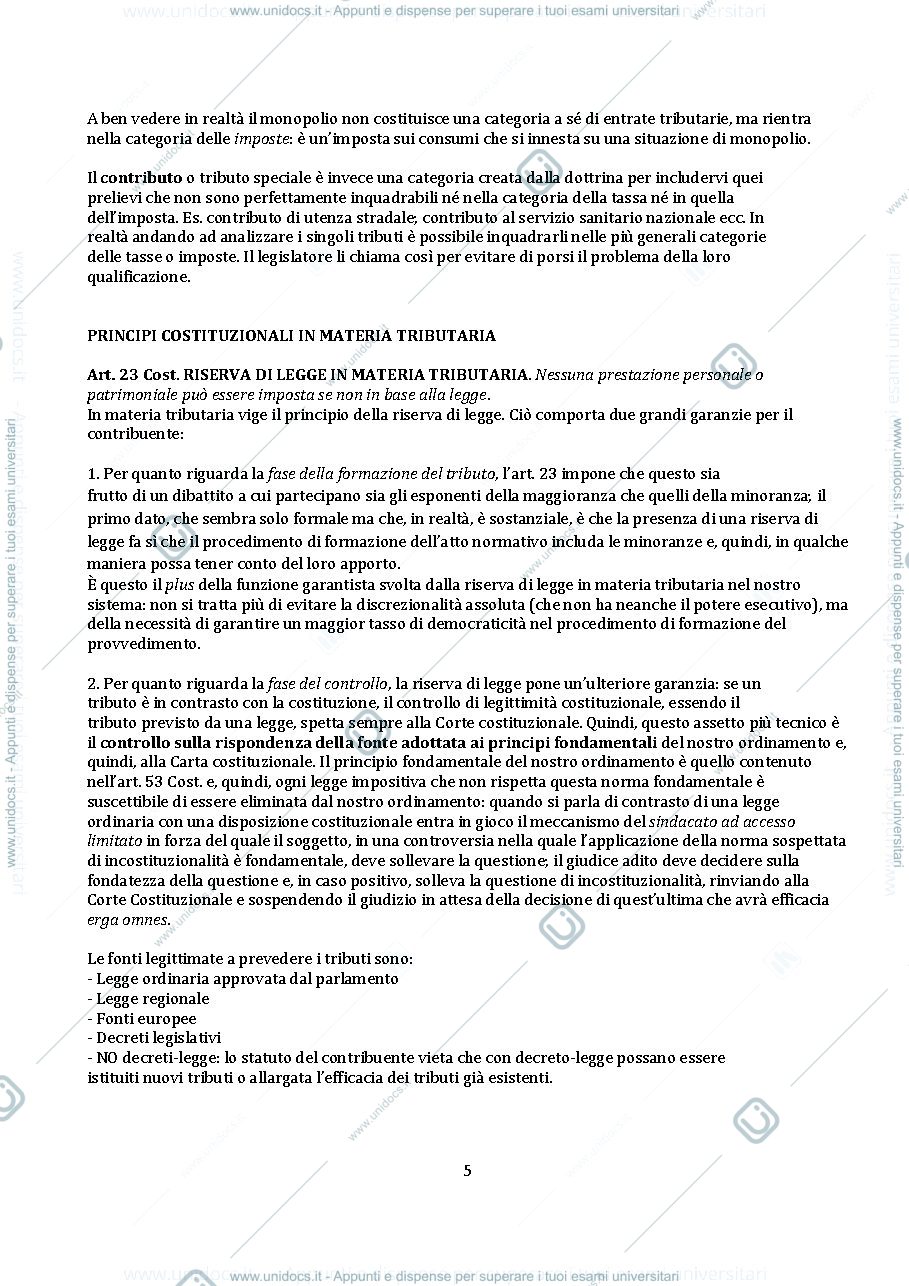 Anteprima pagina 5 — Riassunto di diritto tributario
