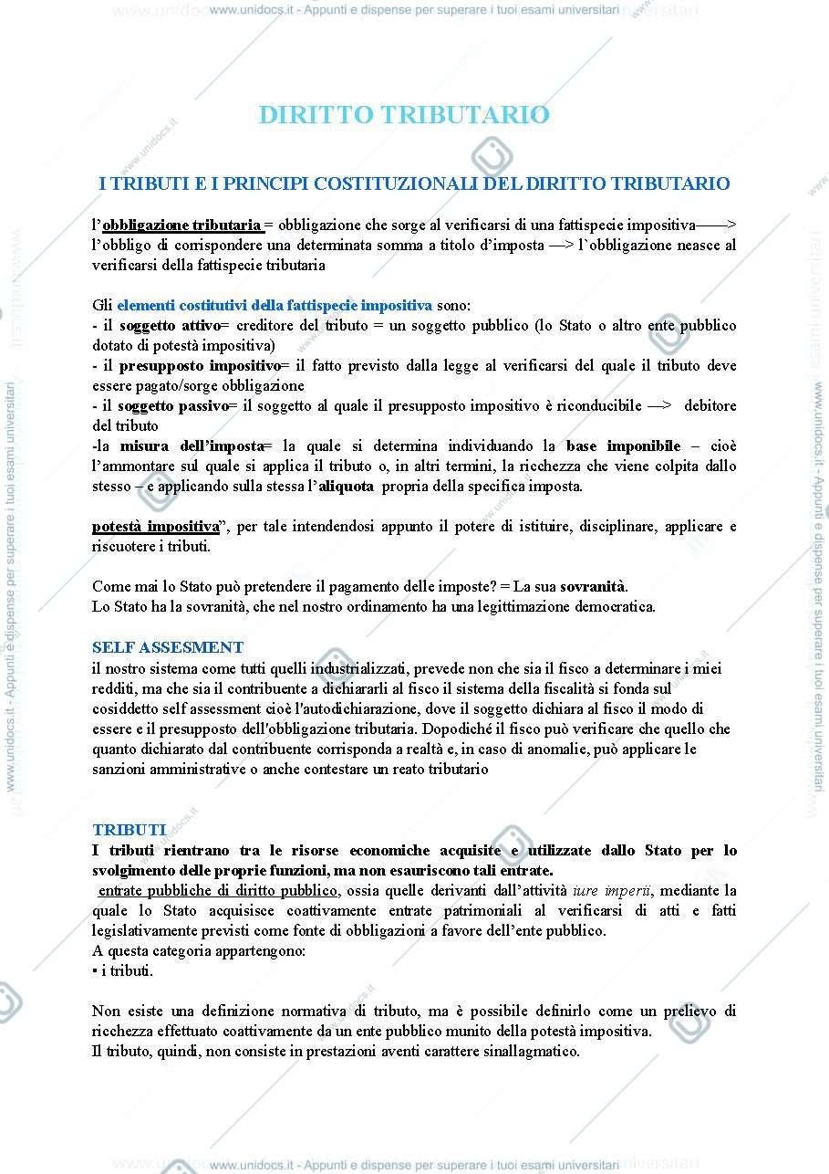 Anteprima pagina 1 — Diritto tributario