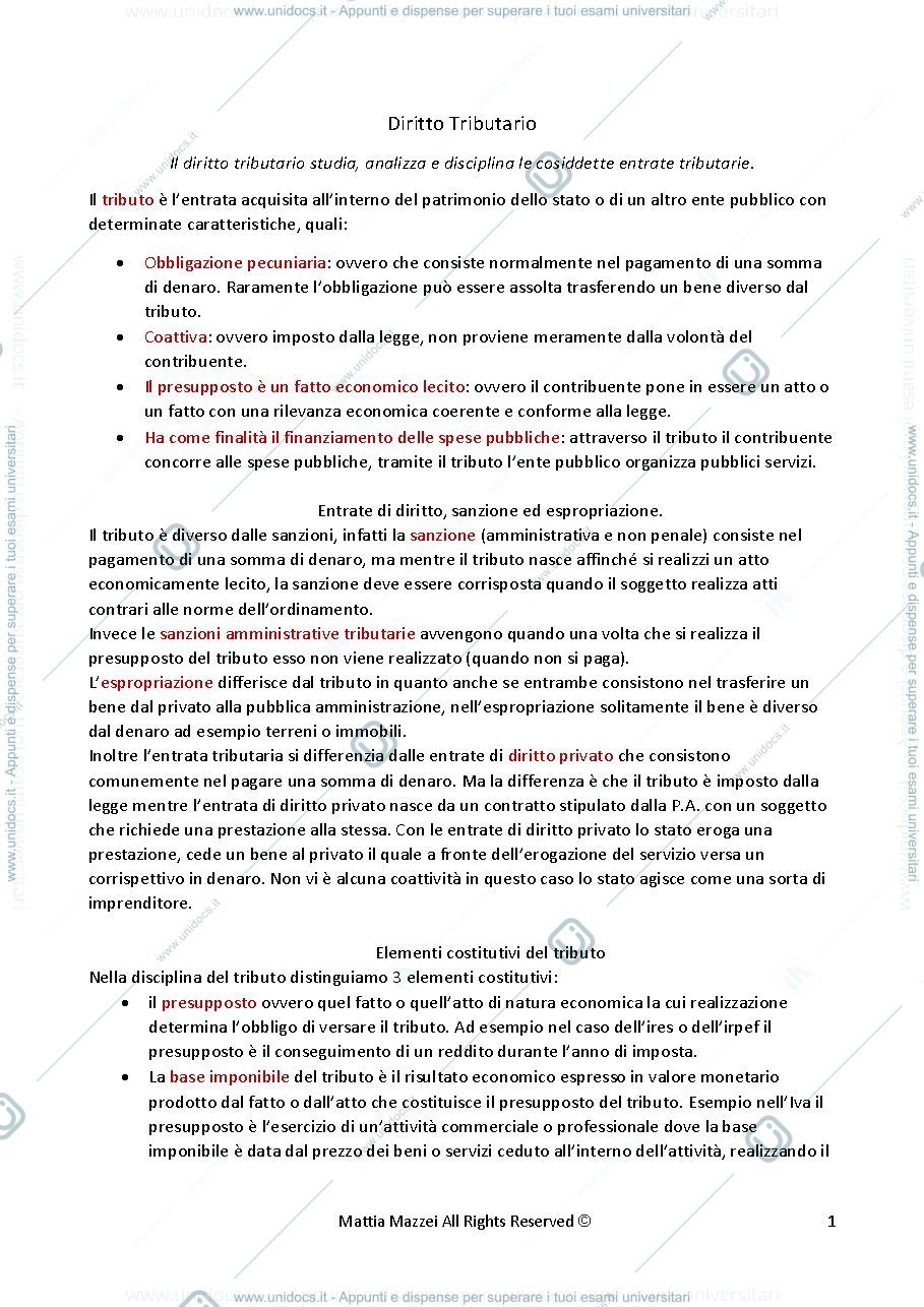 Anteprima pagina 1 — diritto tributario doc