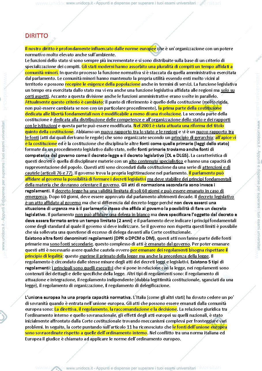 Anteprima pagina 1 — Appunti di Diritto Urbanistico