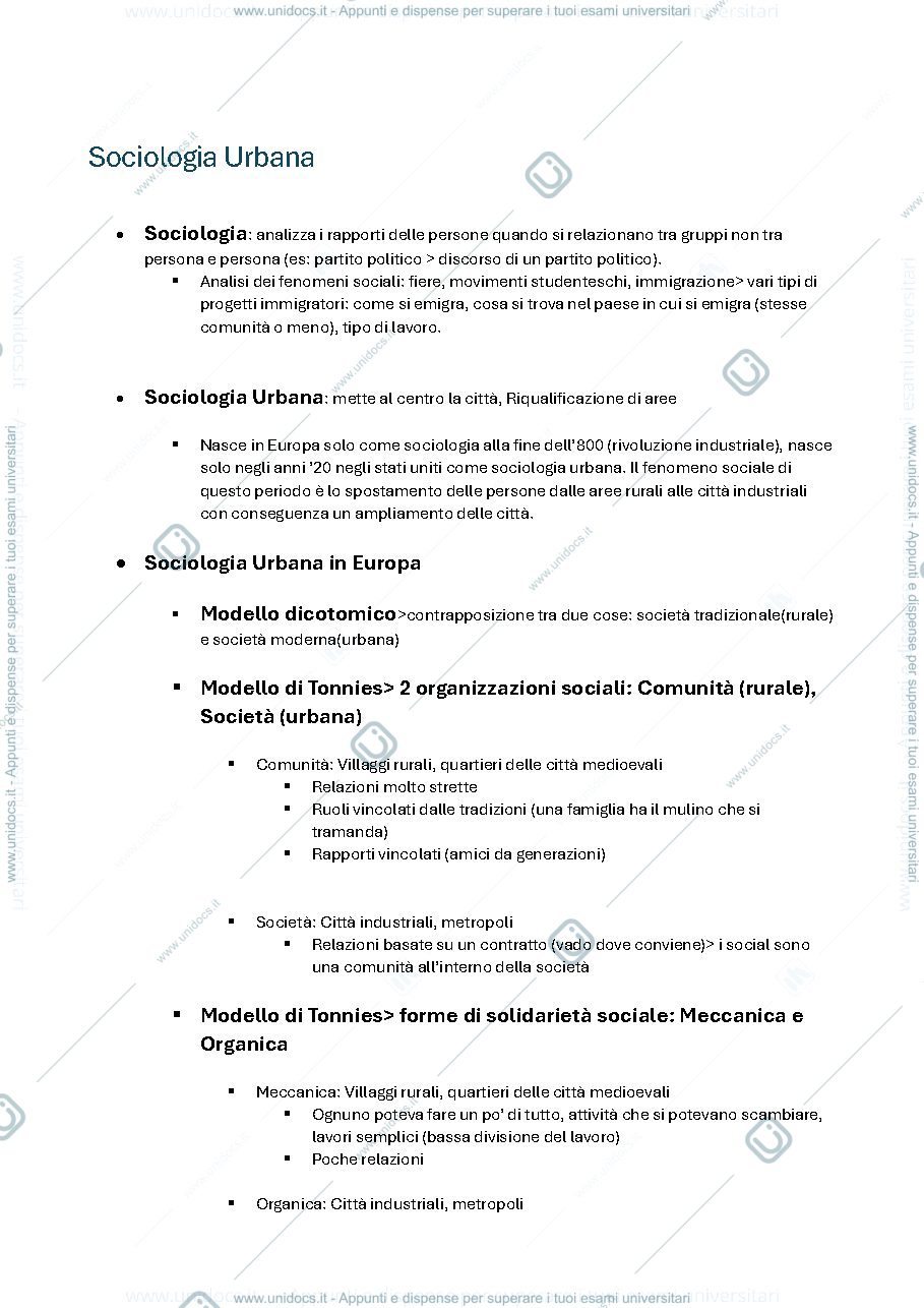 Anteprima pagina 1 — Sociologia Urbana