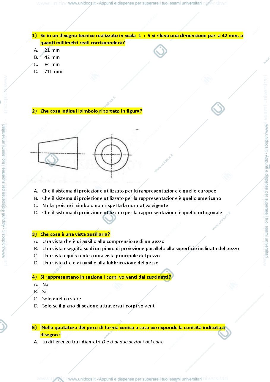 Anteprima pagina 1 — Domande disegno tecnico