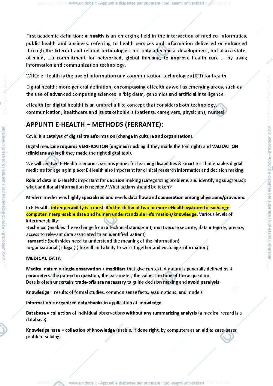 Anteprima pagina 1 — Riassunti su argomenti del corso