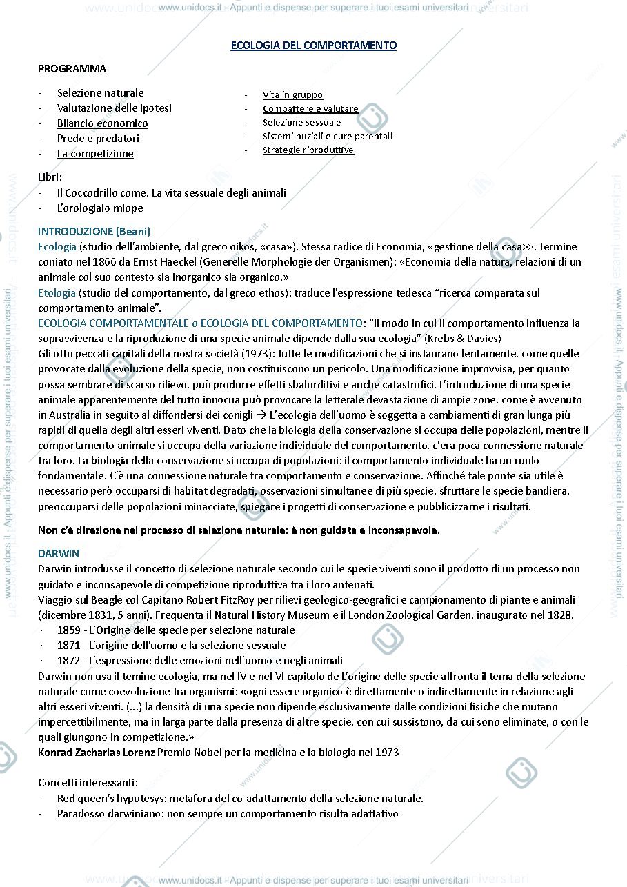 Anteprima pagina 1 — Ecologia del comportamento