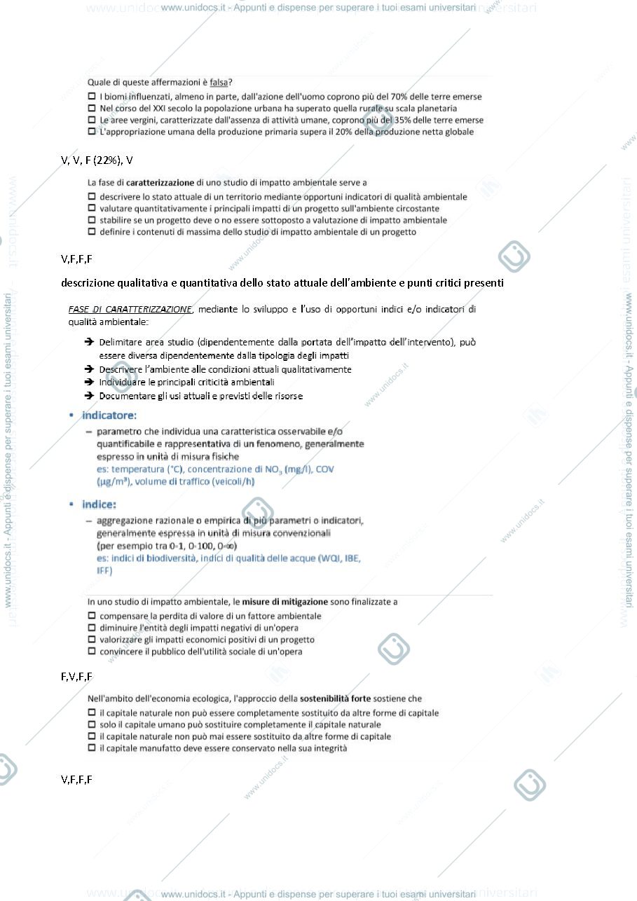 Anteprima pagina 1 — Domande ed esercizi da temi d'esame ECOLOGIA E SOSTENIBILITA' DEI SISTEMI PRODUTTIVI