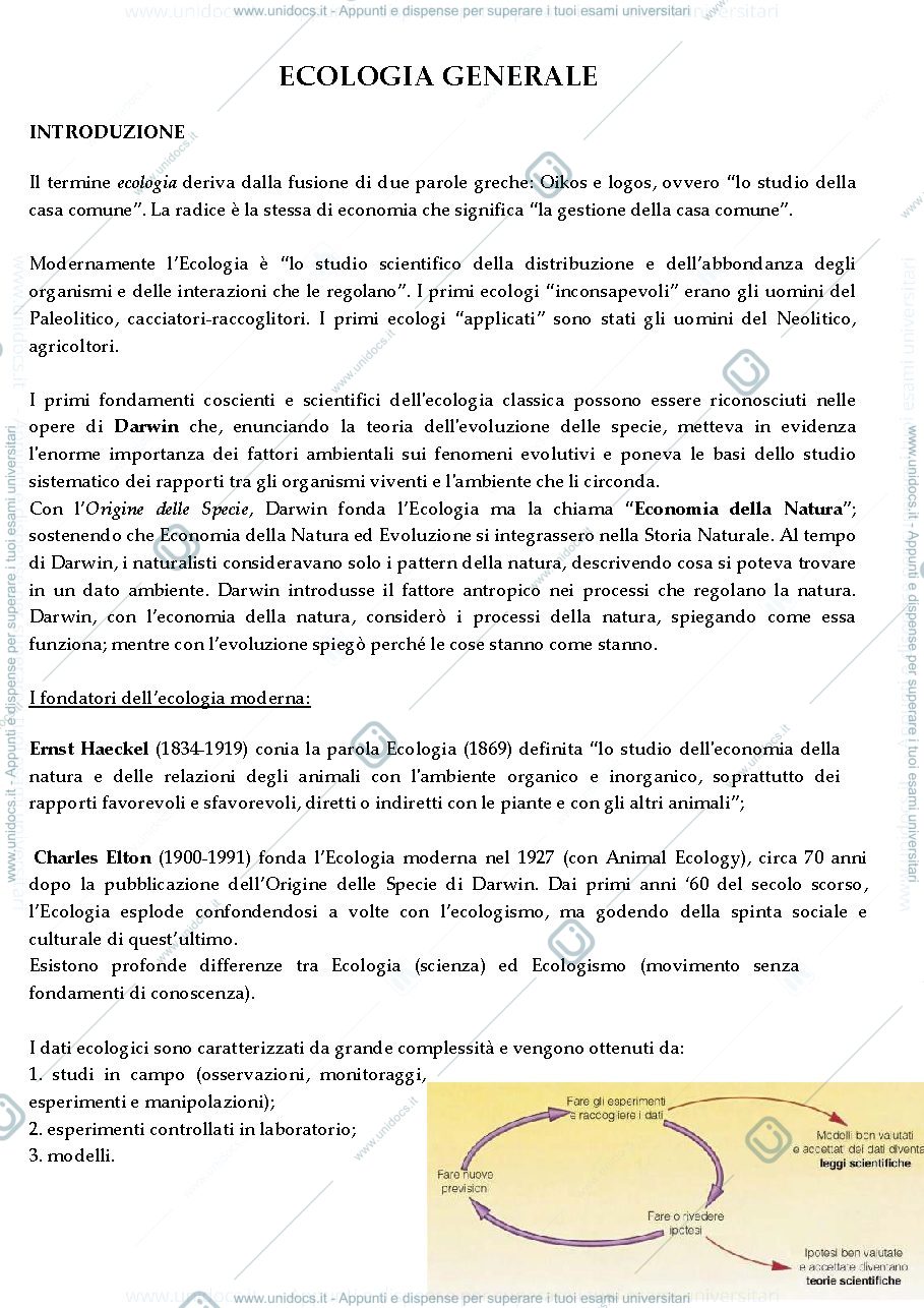 Anteprima pagina 1 — Ecologia generale
