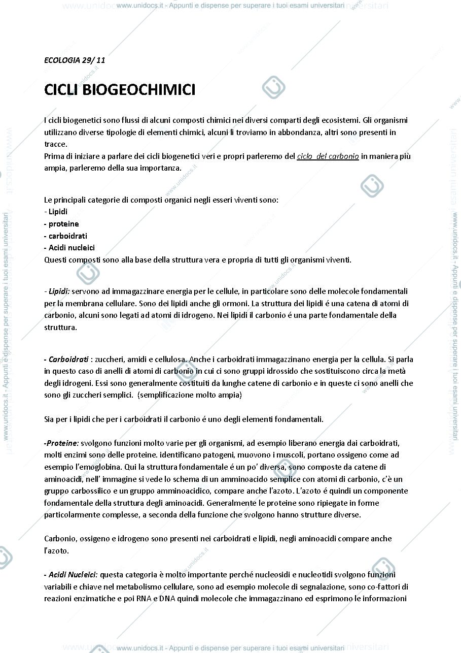 Anteprima pagina 1 — Cicli Biogeochimici