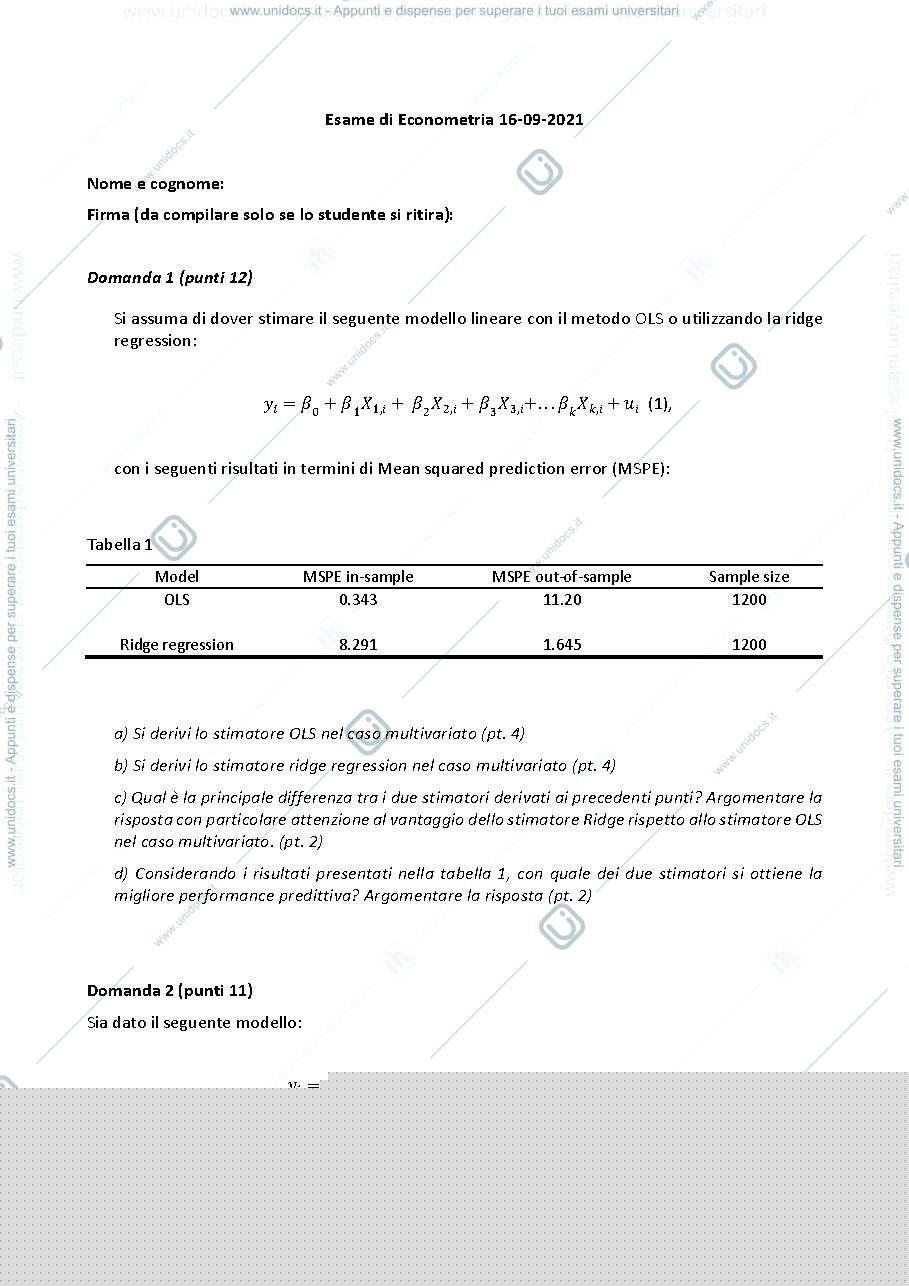Anteprima pagina 1 — Esame del 16/09/21