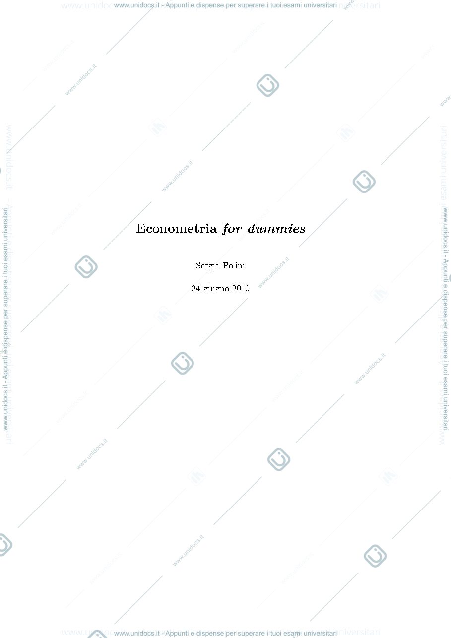 Anteprima pagina 1 — Econometria