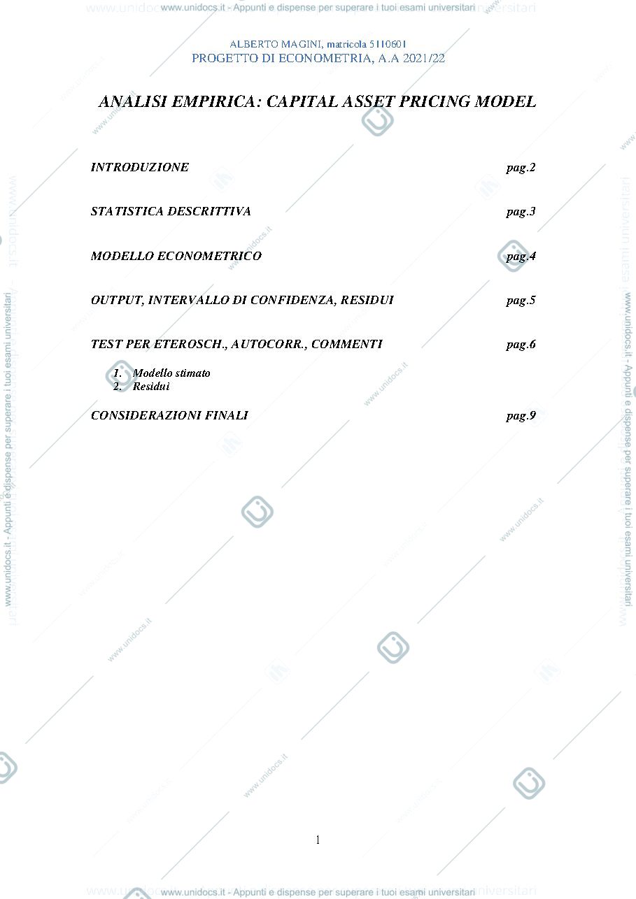 Anteprima pagina 1 — Analisi empirica