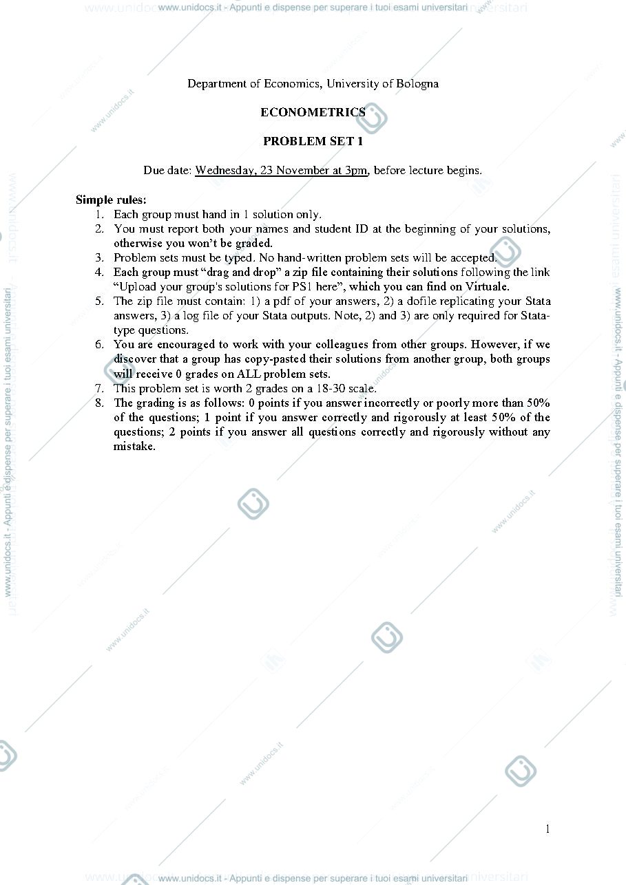 Anteprima pagina 1 — Problem set 1
