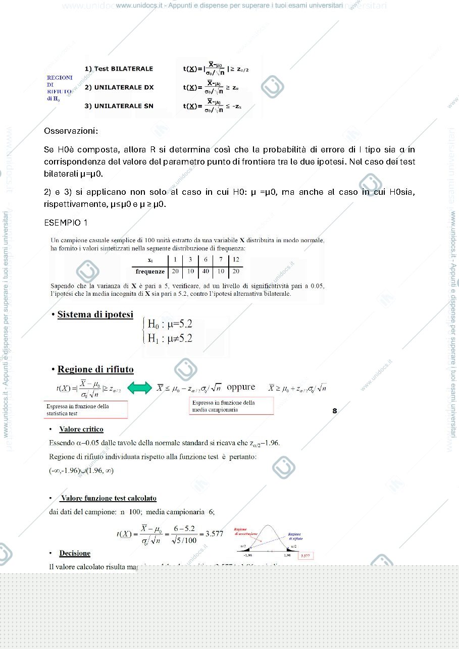 Anteprima pagina 2 — test parametrici per un campione 