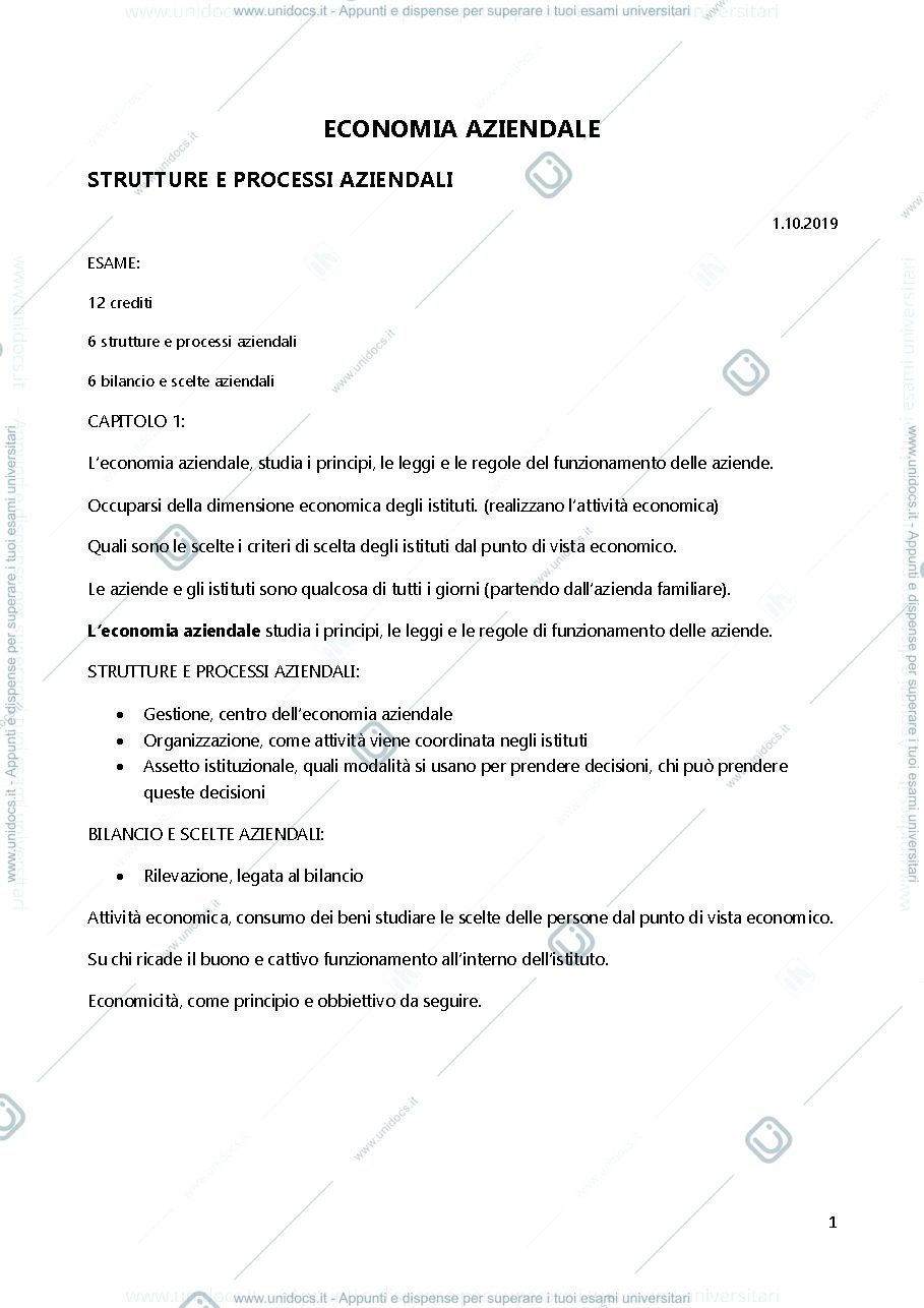 Anteprima pagina 1 — Strutture e processi aziendali