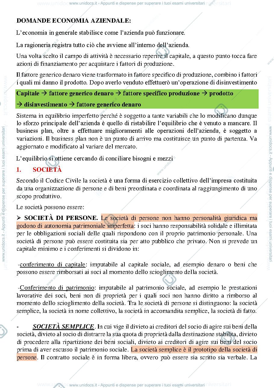 Anteprima pagina 1 —  ECONOMIA AZIENDALE COMPLETO PARTE 1.pdf
