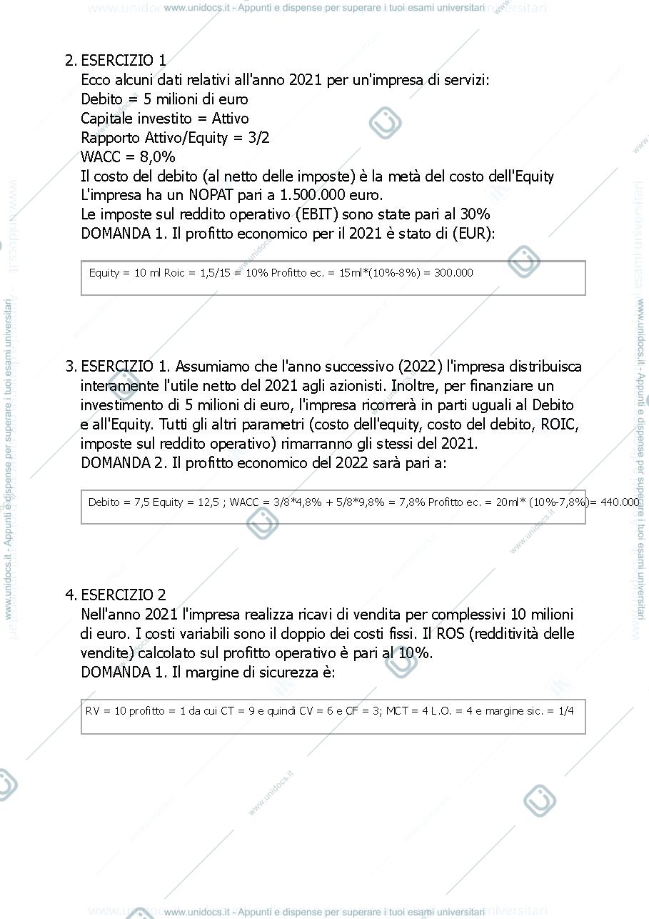 Anteprima pagina 1 — Esercitazione analisi CVR
