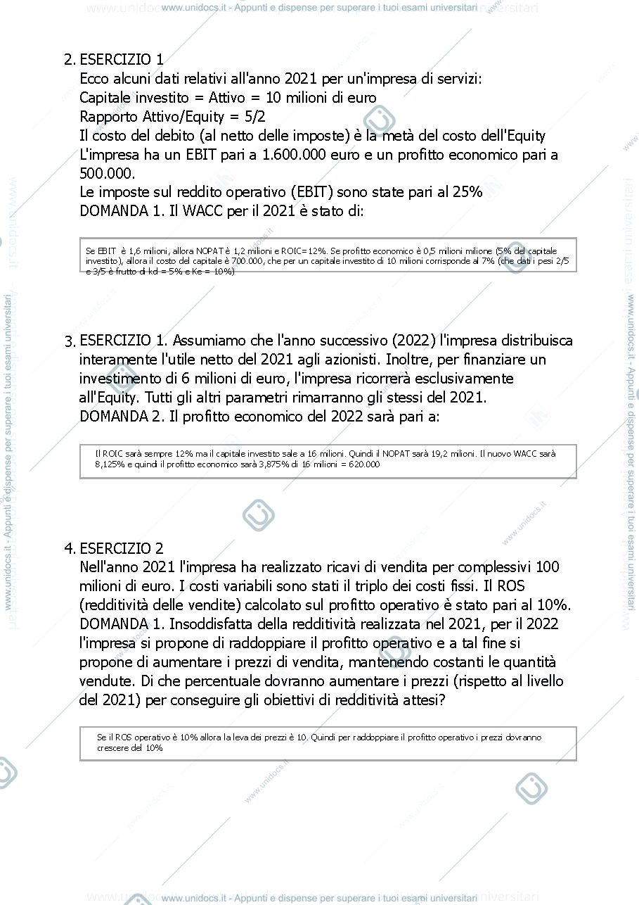 Anteprima pagina 1 — Esercizi analisi CVR