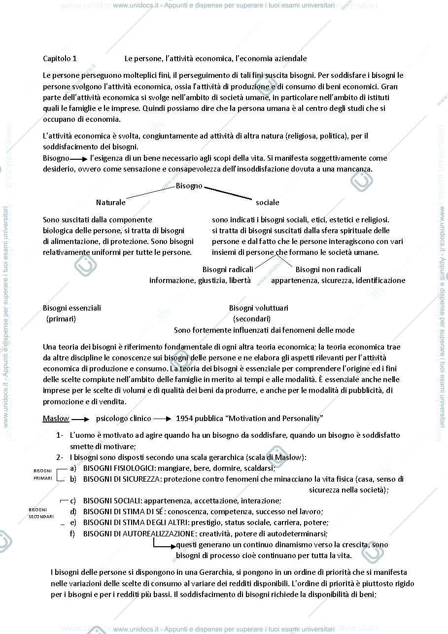 Anteprima pagina 1 — Riassunto economia 