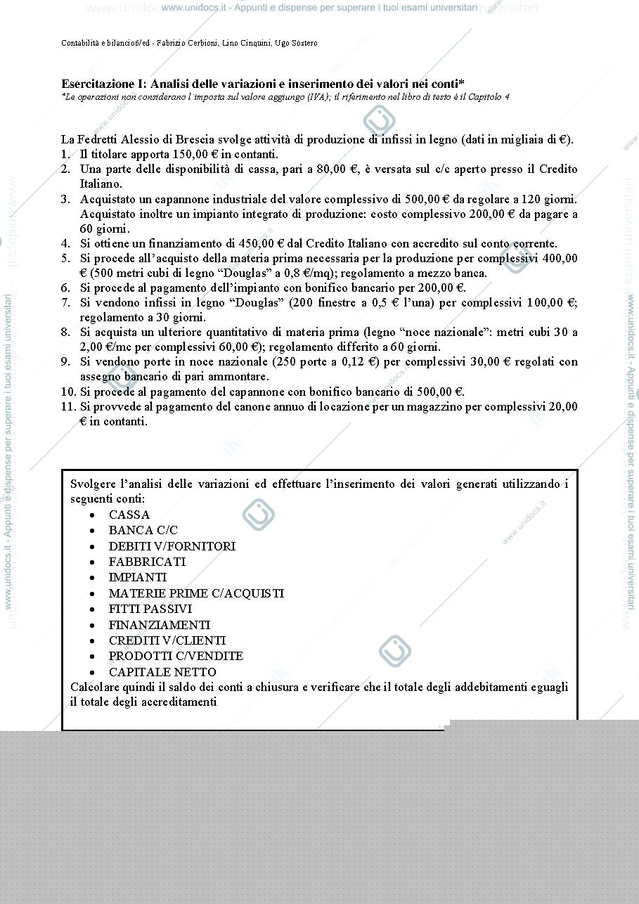 Anteprima pagina 1 — esercizi contabilità