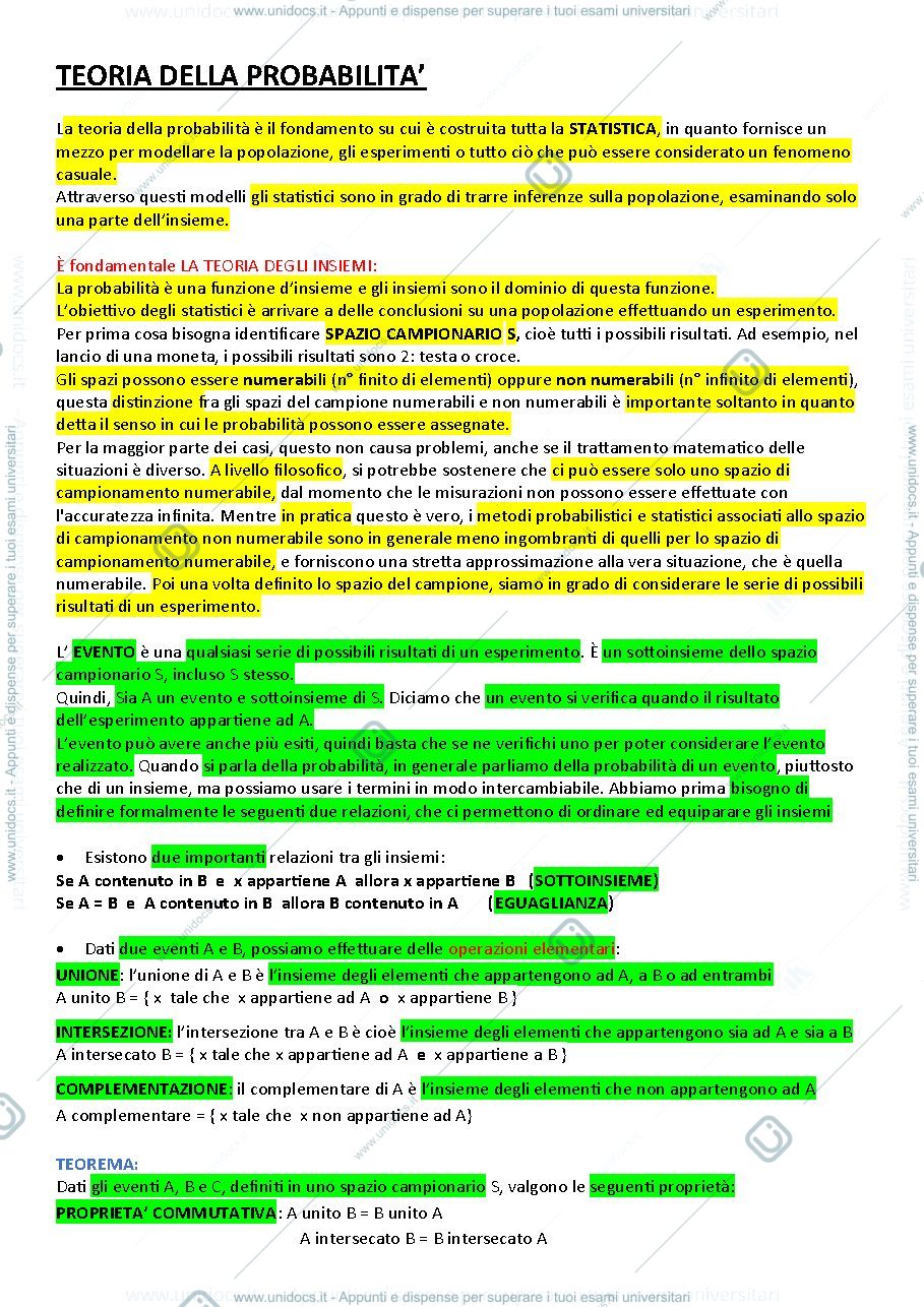 Anteprima pagina 1 — Metodi statistici 
