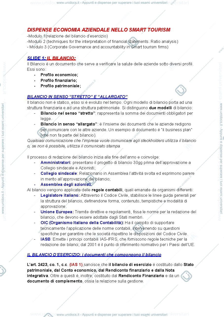 Anteprima pagina 1 — DISPENSE - Economia nello Smart Tourism