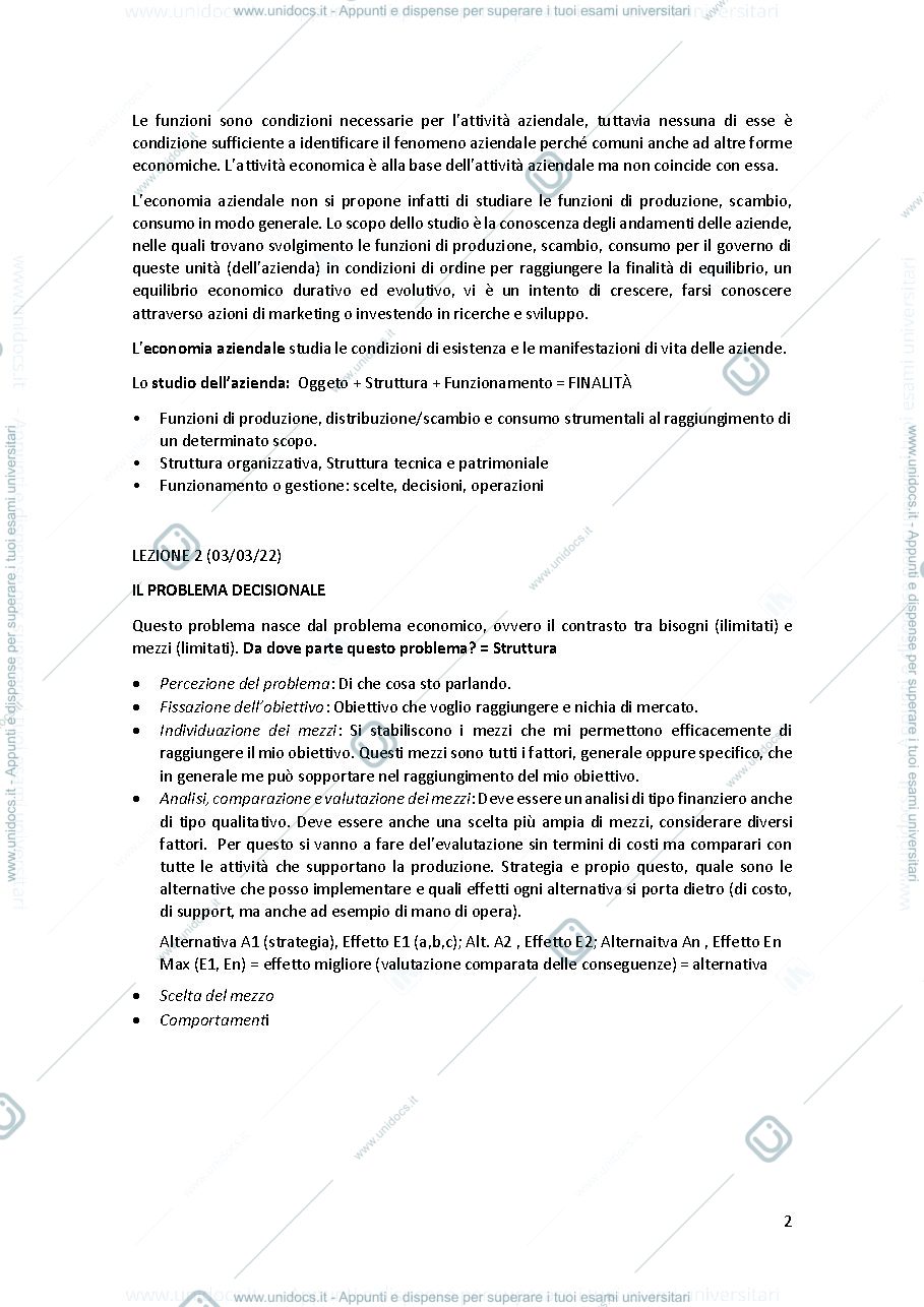 Anteprima pagina 2 — Appunti economia aziendale (prima parte) - VOTO 29,5