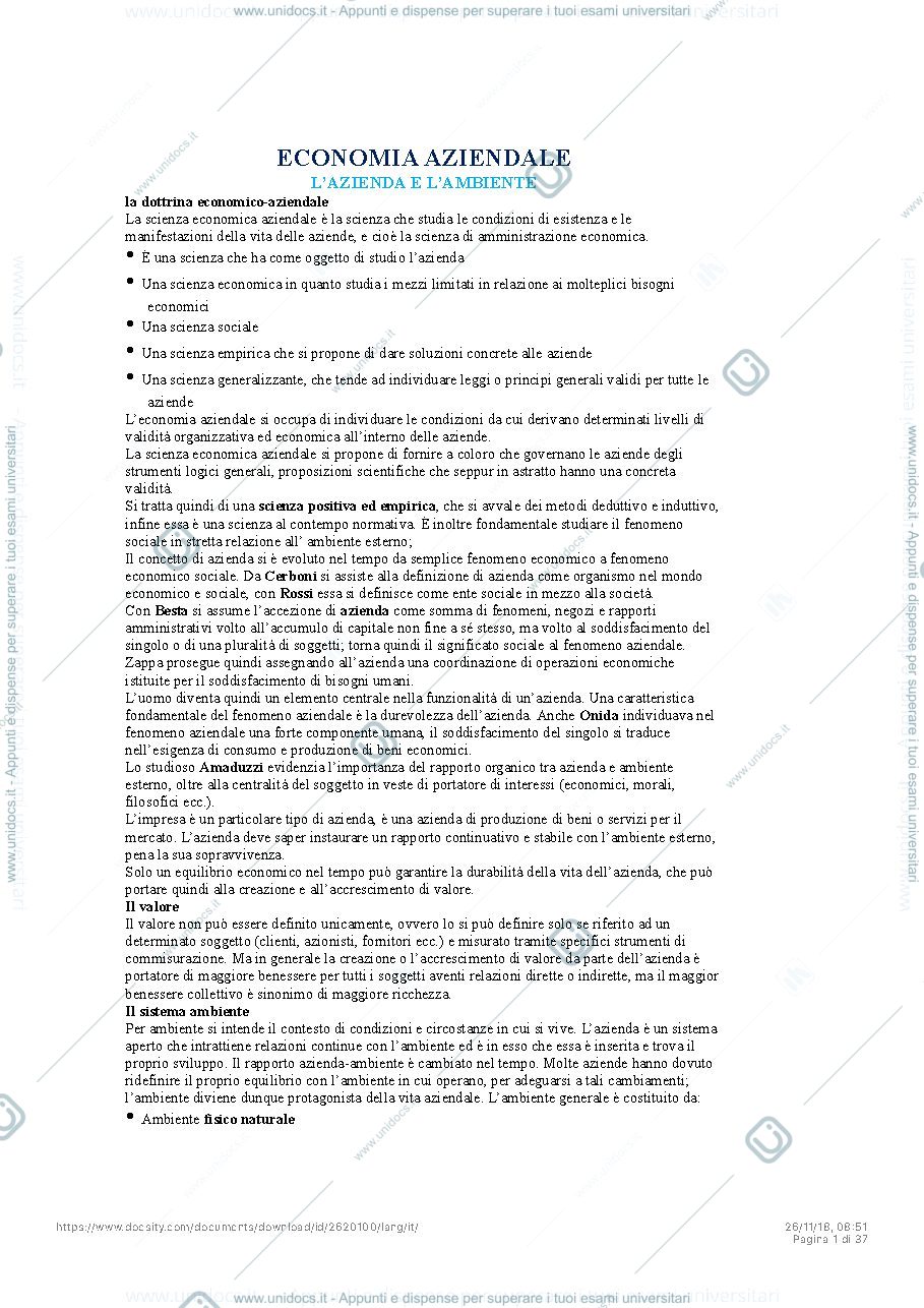 Anteprima pagina 1 — Economia Aziendale
