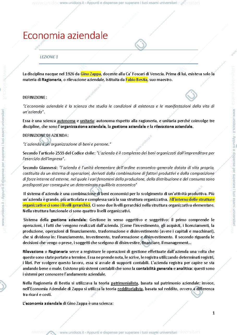 Anteprima pagina 1 — Economia aziendale Prof.Capocchi ecocom 2021-2022