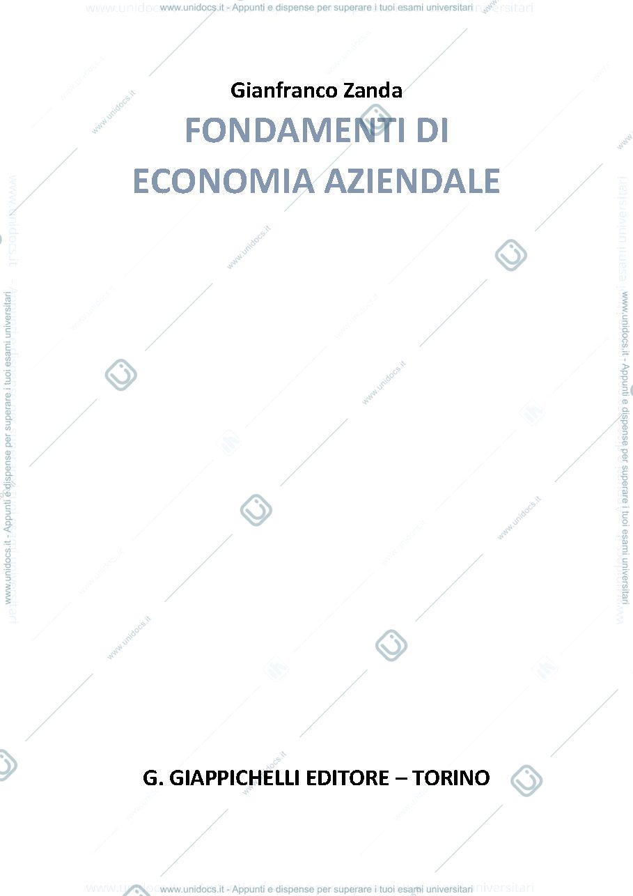 Anteprima pagina 1 — Riassunto Fondamenti di Economia Aziendale
