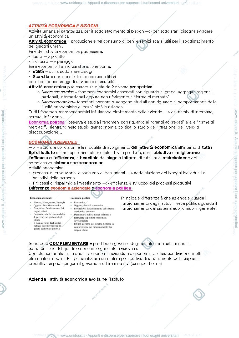 Anteprima pagina 1 — Appunti primo modulo Economia Aziendale 