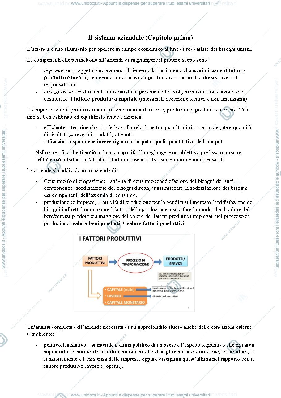 Anteprima pagina 1 — Riassunto esame economia aziendale
