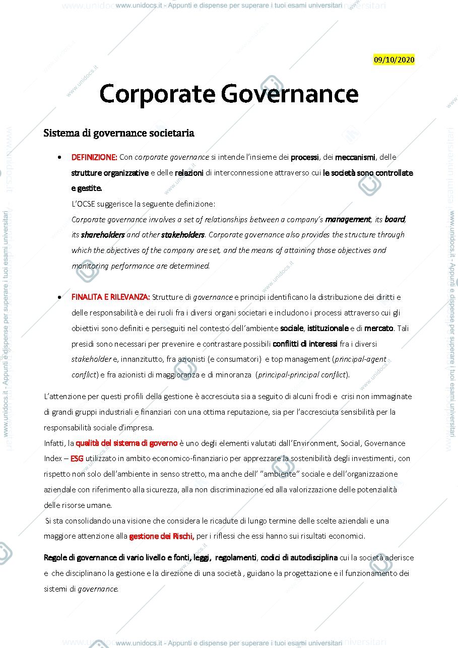 Anteprima pagina 1 — APPUNTI FREQUENTANTI ECONOMIA AZIENDALE 