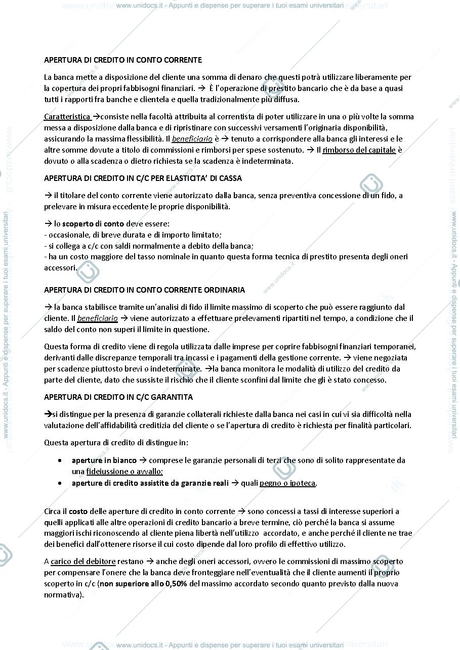 Anteprima pagina 3 — Le forme tecniche dei prestiti bancari. 