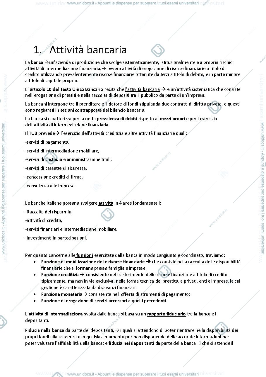 Anteprima pagina 1 — l' attività bancaria 