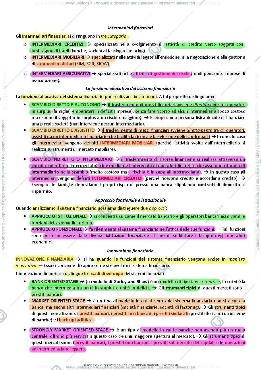 Anteprima pagina 3 — Economia degli intermediari finanziari